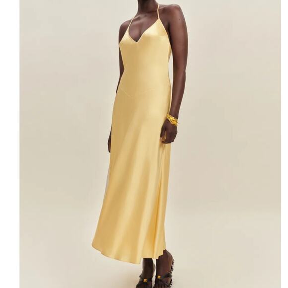 Reformation Nari Silk Dress Sunshine - Picture 11 of 11
